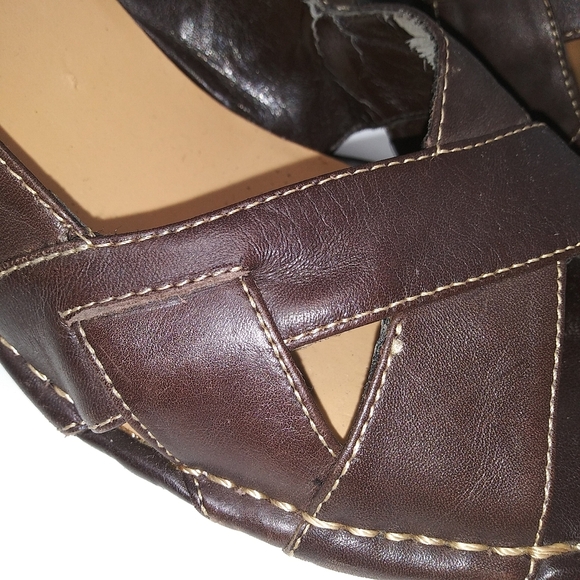 Lola Brown Peep Toe Wedges Sz 9M - Picture 2 of 10